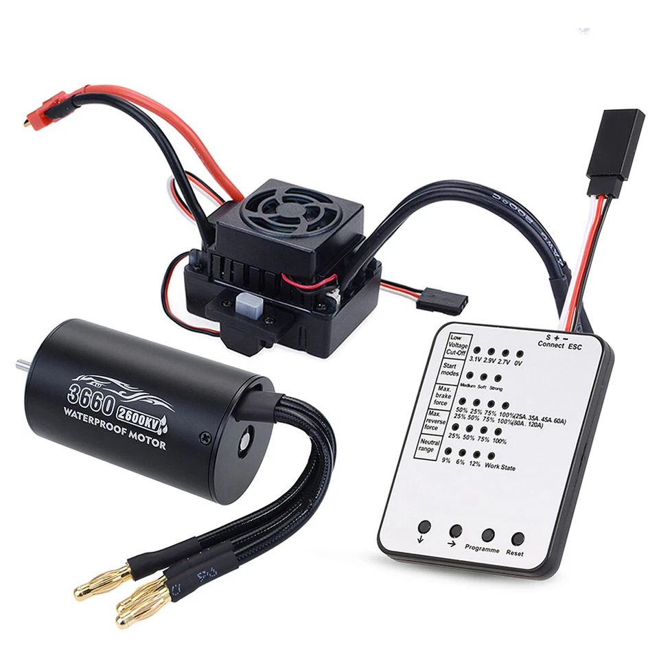 Waterproof 3660 2600KV 3300KV Brushless Motor 60A ESC for Traxxas 1/8 RC Car - Image 3 of 4