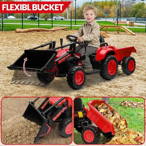 12V 3-in-1 Kids Ride On Excavator Bulldozer Electric Tractor Remote with Trailer - Picture 2 of 9