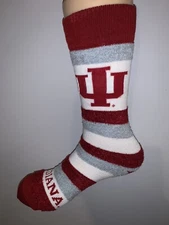 INDIANA HOOSIERS NCAA COLLEGE JERSEY LOGO WOMENS PRO STRIPE FUZZY SOCKS MED