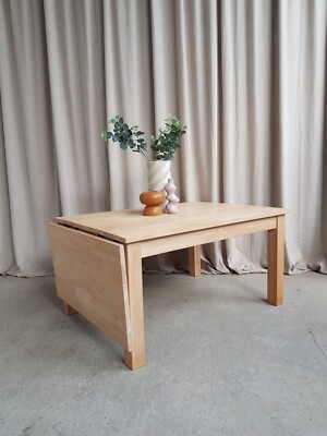 Vintage Couchtisch Landhausstil ausziehbar massiv Eiche Scandi Retro R585