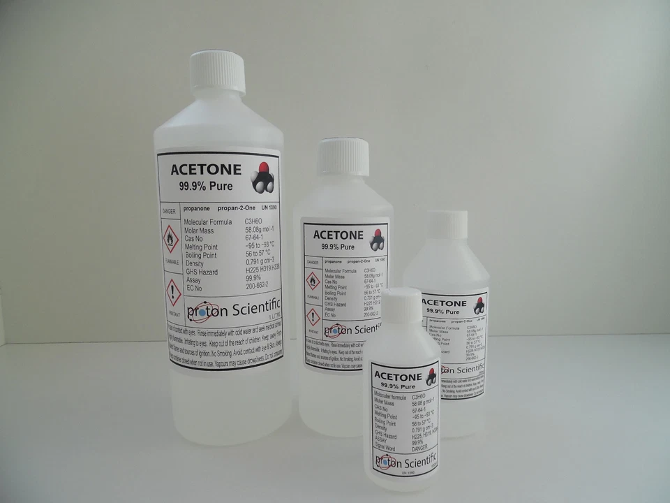 PROTON SCIENTIFIC Acetone 99.9% Pure ACS/Lab grade high Quality 4 Sizes Nail Varnish Remover