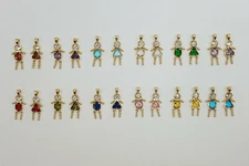 BIRTHSTONE BABY Charm Pendant 24k Yellow Gold Plated all months Boy and Girls