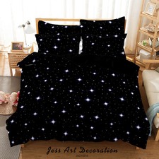 3D Star Pattern Night Black Quilt Cover Set Duvet Cover Bedding Pillowcases