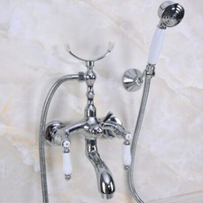 Polished Chrome Wall Mount Bathroom Claw foot Tub Faucet With Hand Shower sna249