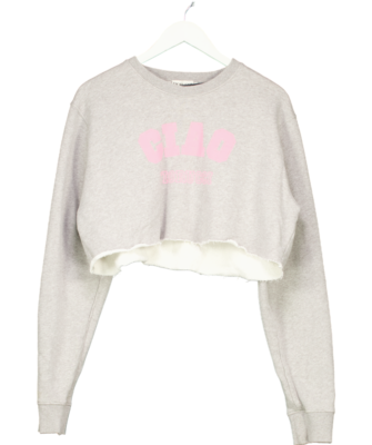 FIORUCCI Grey Ciao Fiorucci Cropped Graphic Sweatshirt UK L UK
