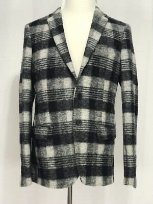 NWOT Antony Morato Black Gray Check Blazer Sport Coat Size 40R w/ Suitsupply Bag
