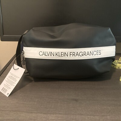 Calvin Klein Fragrances Black with Blue Zip Toiletry Wash Bag Men NWT 11x6