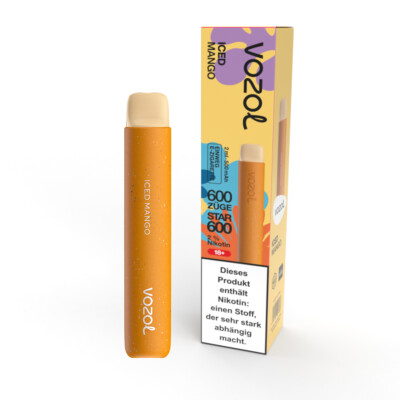 Vozol Star 600 E-Zigarette 20mg 600 Züge 500mAh NicSalt Iced Mango Vape E-Shisha
