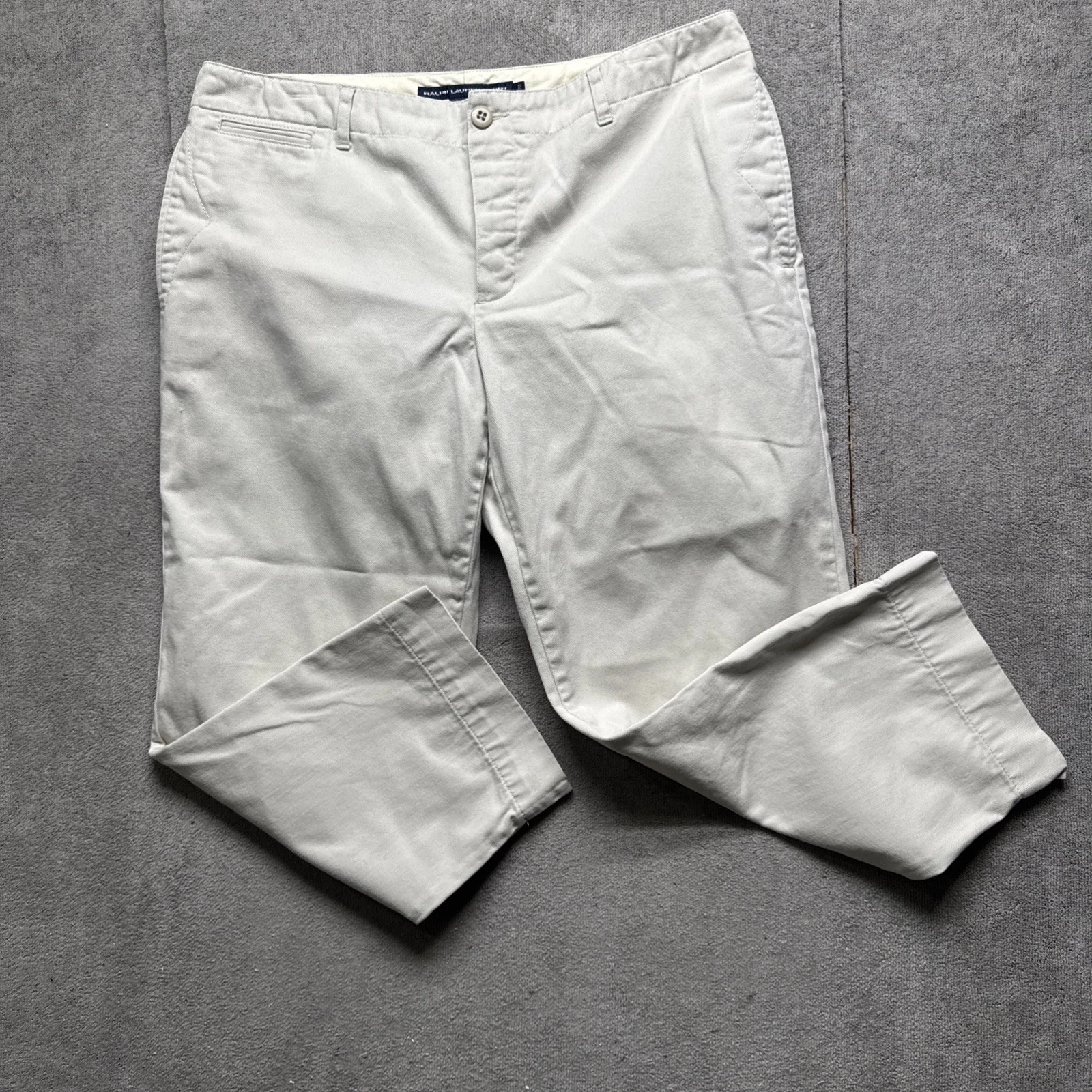 Ralph Lauren Sport Pants Womens 12 Beige Capri Cropped Pockets Preppy Minimalist