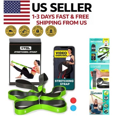 Stretching Strap with Loops Non Elastic Band for Yoga Physical Therapy