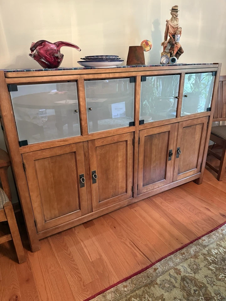 Henredon Juego de Comedor Vintage Mesa Redonda, 8 Sillas, Buffet, Lazy Susan Foto 2 de 3