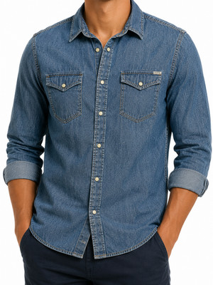 Jack & Jones Men's Blue Denim Jacket Button-Up Size M Lightweight