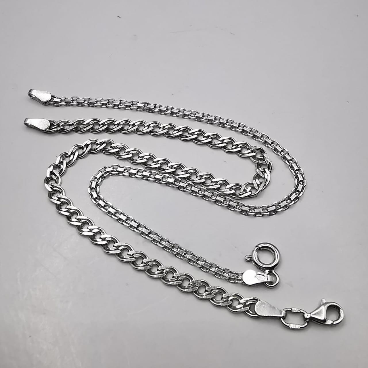 Lote de 2 joyas vintage de plata de ley 925 para hombre y mujer de 18,5 cm