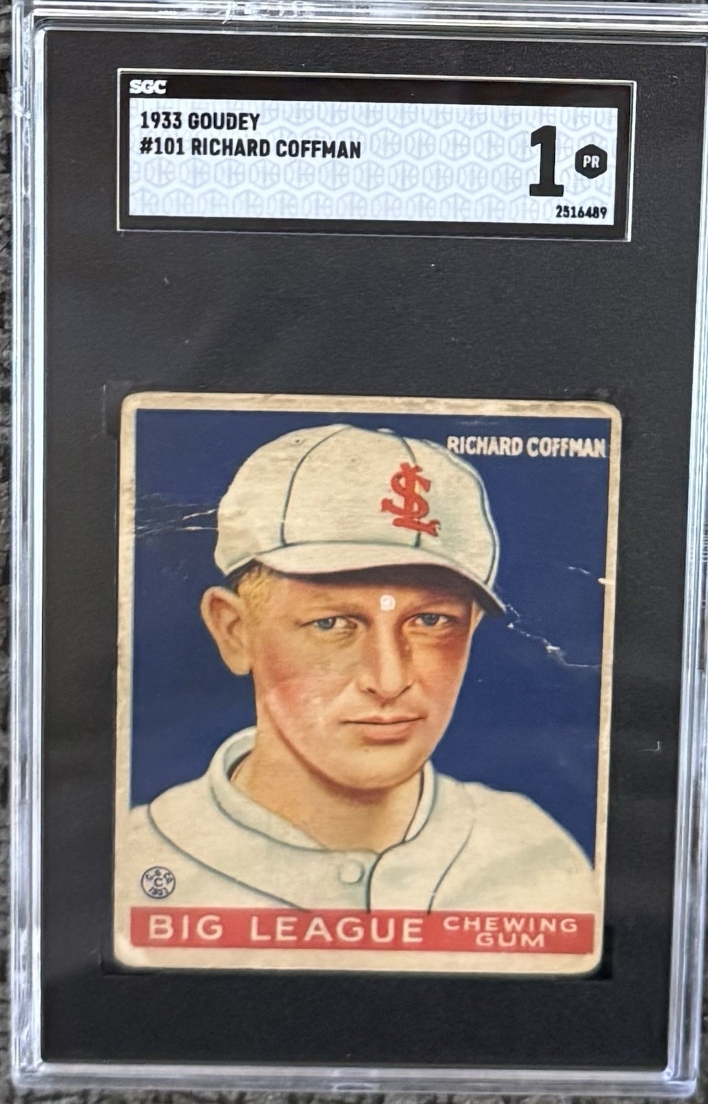 1933 Goudey #101 Richard Coffman SGC 1  Baseball Card