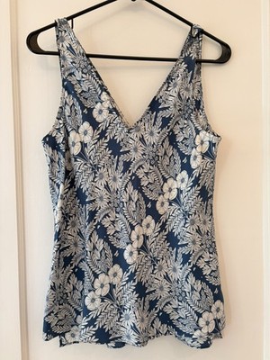 Abigail Borg for J. Crew 100% Silk Sz 8 blue and white floral camisole 