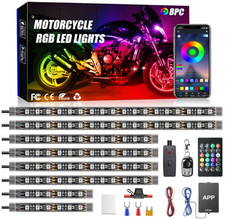 Kit luces LED moto 8 piezas multicolor app RF freno se al IP68 m sica, Nuevo