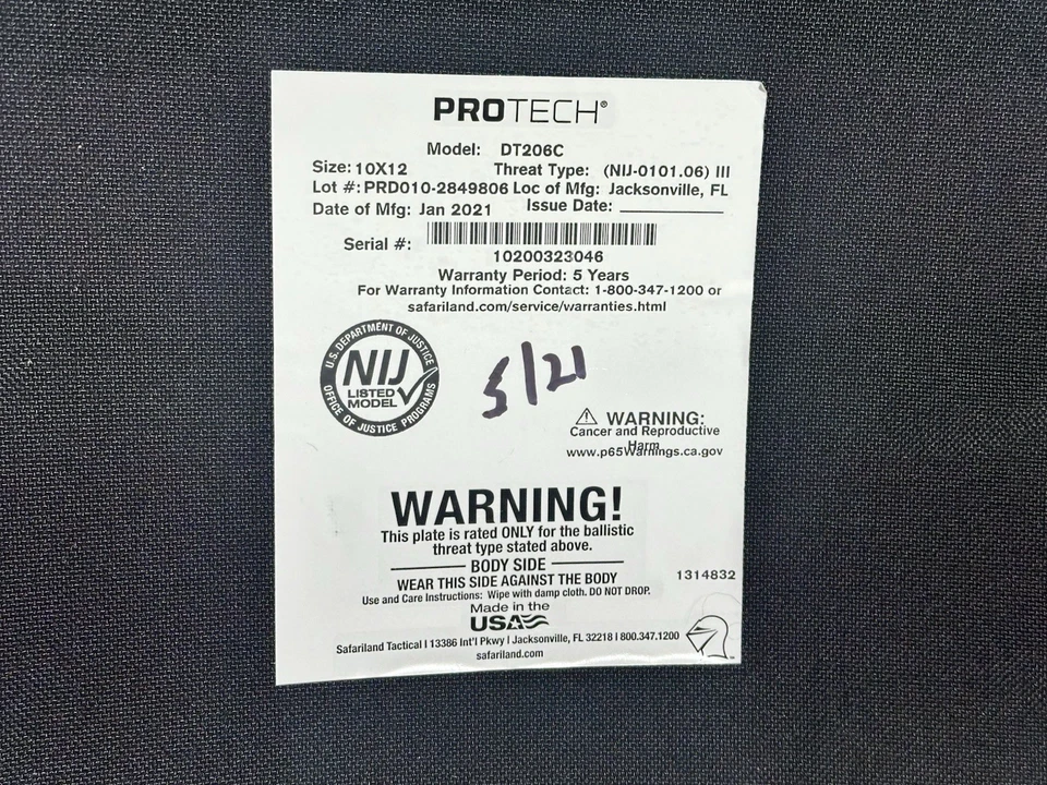 Protech Tactical (SET) DT206C STAND-ALONE IIIA Threat Level III 10X12 - Imagem 3 de 4