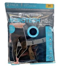 2 Pack FREE COUNTRY MEDIUM Ladies Base Layer Bottom Black Pants Microtech Heat