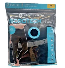 2 Pack FREE COUNTRY MEDIUM  Ladies Base Layer Bottom Black Pants Microtech Heat
