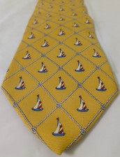 Brooks Brothers Makers Yellow Sailboats Tie All Silk Made In USA 59 x 3.75