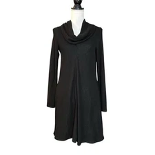 Fortune & Ivy Elisha Cowl Neck Hacci Knit Dress Women SZ Small Black Ribbed NEW