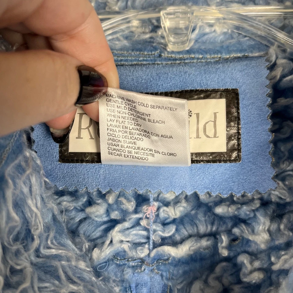 Rothschild Kids Blue Faux Suede Fur Trimmed Winter Jacket Rhinestones Girls 14Lg - Image 4 of 4