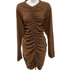 NWT Pretty Little Thing, Long Sleeve Ruched Bodycon Dress, Size 2XL