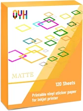 Premium Printable Vinyl for Inkjet Printer-120 Matte Waterproof Sticker Paper 8.