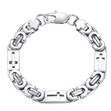 Jesus Hollow Cross Bracelet Stainless Steel ByzantineChain Christian Jewelry Men