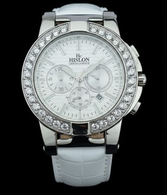 HISLON Weiss Chronograph Damen Armbanduhr mit Swarovaki steinen