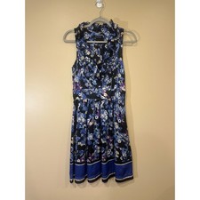 White House Black Market Floral Ruffle Sleeveless Dress Size 4