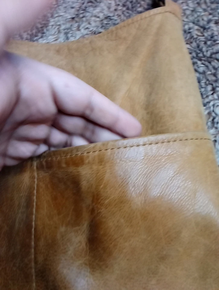 Coral Moose Handmade Soft Leather Brown Shoulder Bag Purse 13"×13.5" - Image 3 of 4