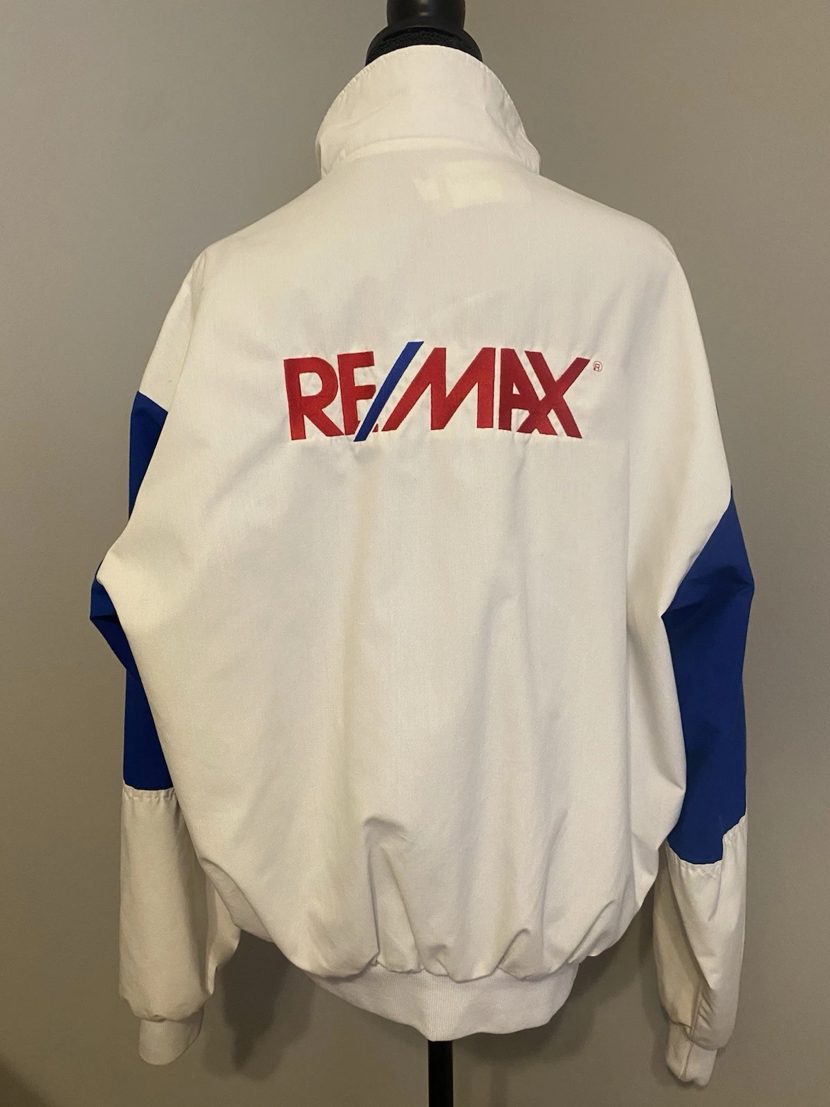 Vintage 90s Remax Jacket White Red Blue Realtor Hot Air Balloon Size Large