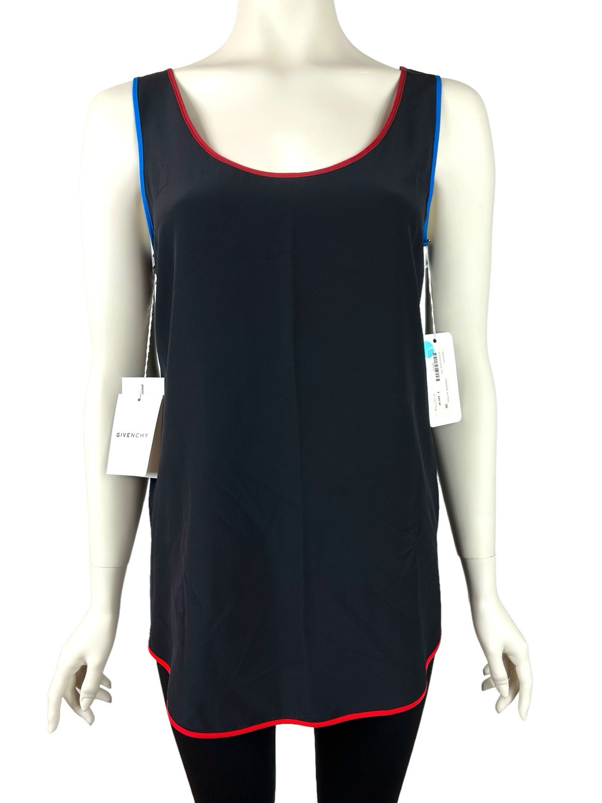 Givenchy Tank Top Black Colorblock 100% Silk Blouse Women's 36 US Small $690