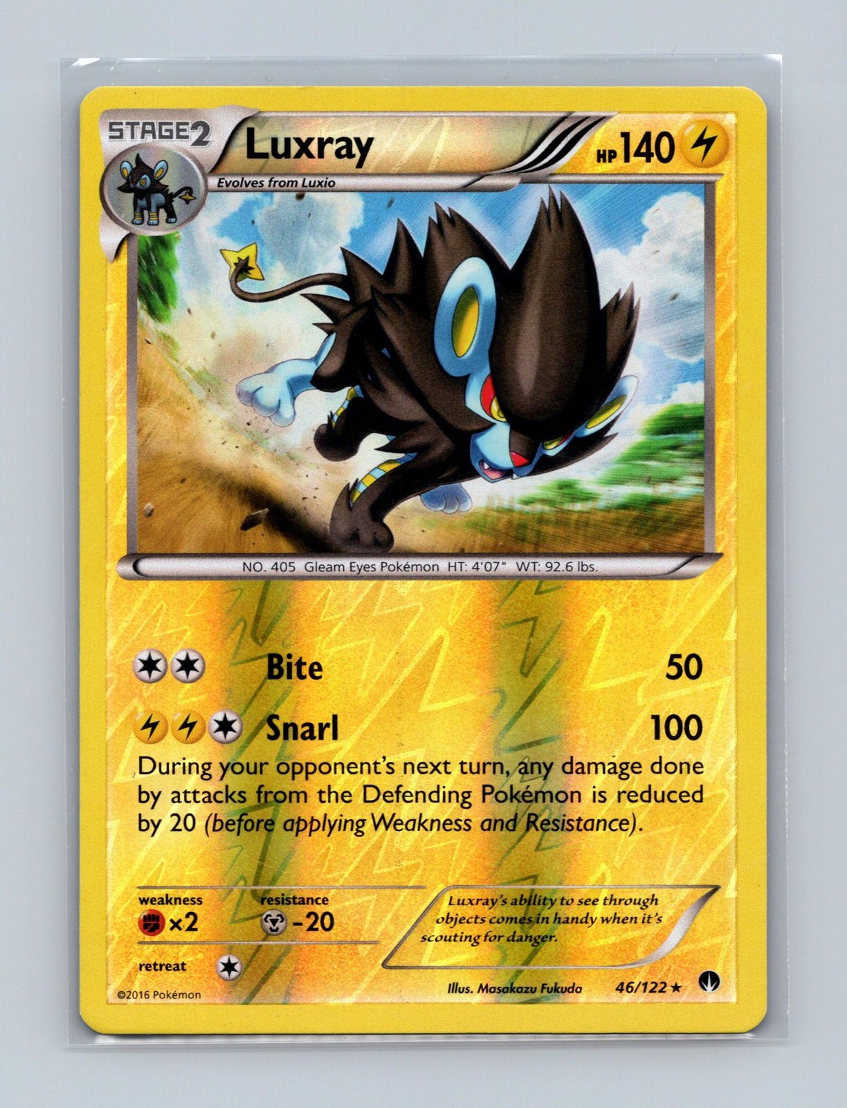 Luxray 46/122 Rare BREAKpoint Pokemon Reverse Holo Lightly Played