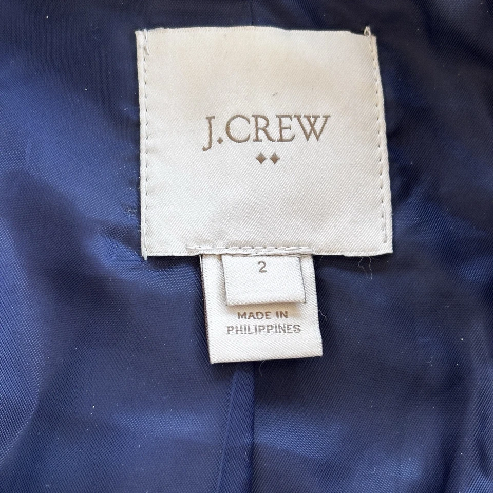 J.Crew Women’s Tweed Wool Blend Zip Coat Blue Navy White Size 2 Style E4933 - Image 3 of 4