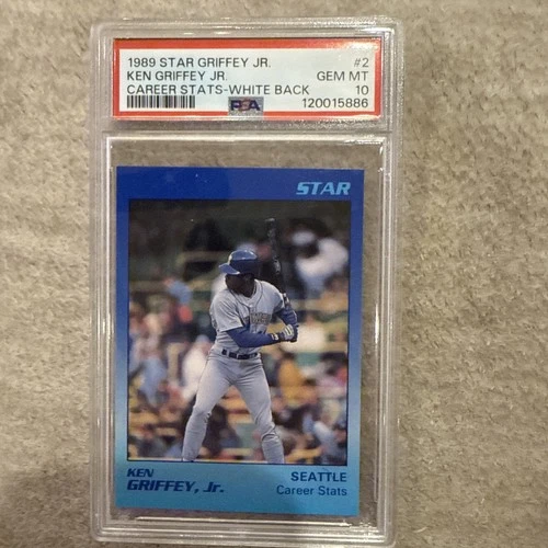 KEN GRIFFEY JR. 1989 Star Griffey Jr #2 RC Rookie Career Stats White Back PSA 10