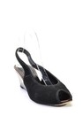 Donald J Pliner Womens Tortoise Shell Fabric Slingbacks Wedges Black Size 8.5