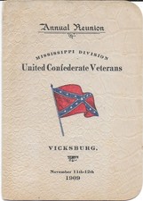 Program Nov 1909 Annual Reunion of the Mississippi Div of Confederate Veterans