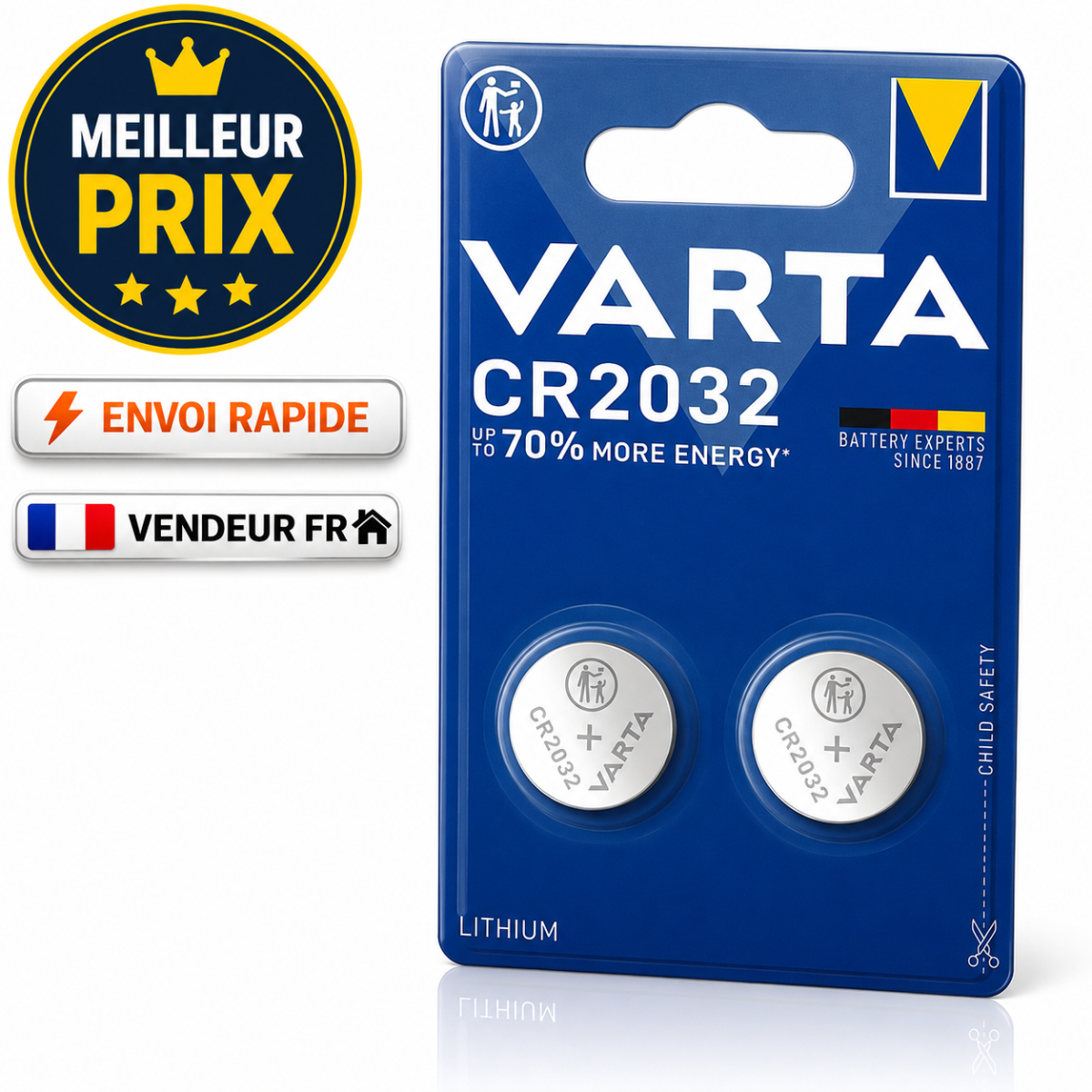Varta Piles Bouton Cr2032 Lithium - Lot De 2 - Image 2