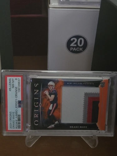 PSA 8 2024 Panini Origins RC Jumbo Jerseys Drake Maye Orange /75 4 COLORS!!!