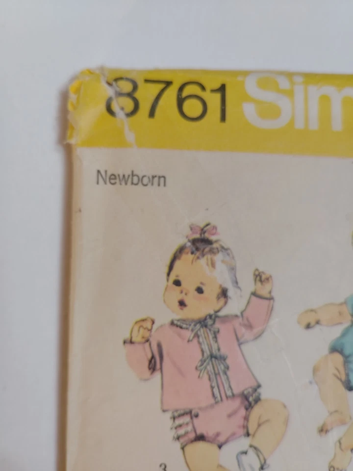 Simplicity 8761 Layette Transfer Sewing Pattern Infants NB Sleeper Dress Bib VTG - Image 2 of 4