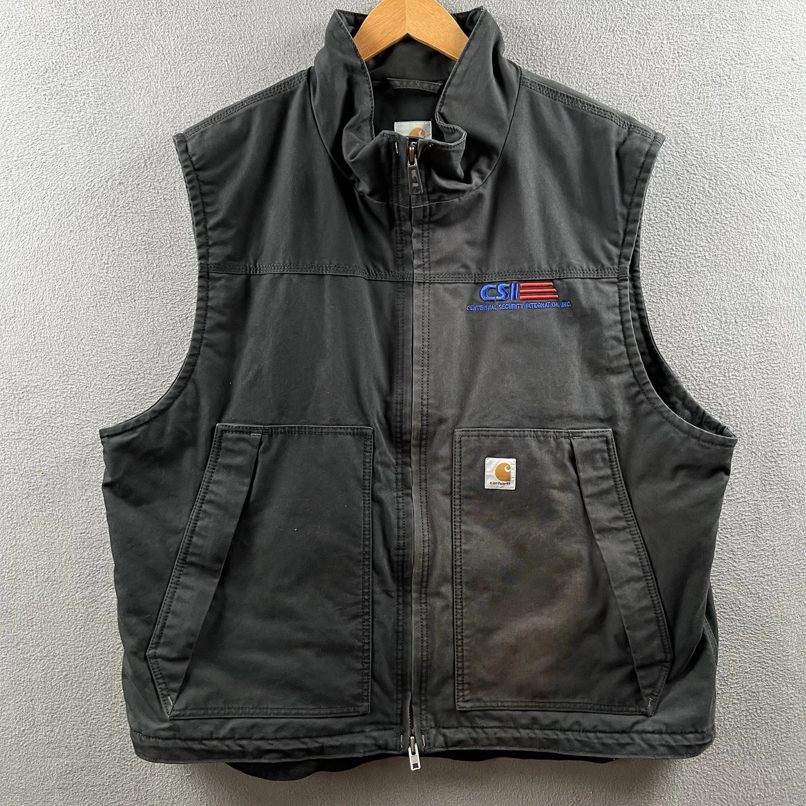 Carhartt Quick Duck Jefferson Vest Mens 2XL Black Quilted Lined Zip 101494 001