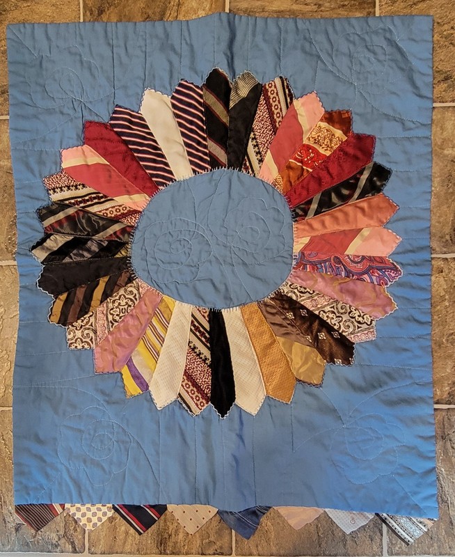 Appliqued Necktie Wreath Wall Hanging. 26 in x 32 in.