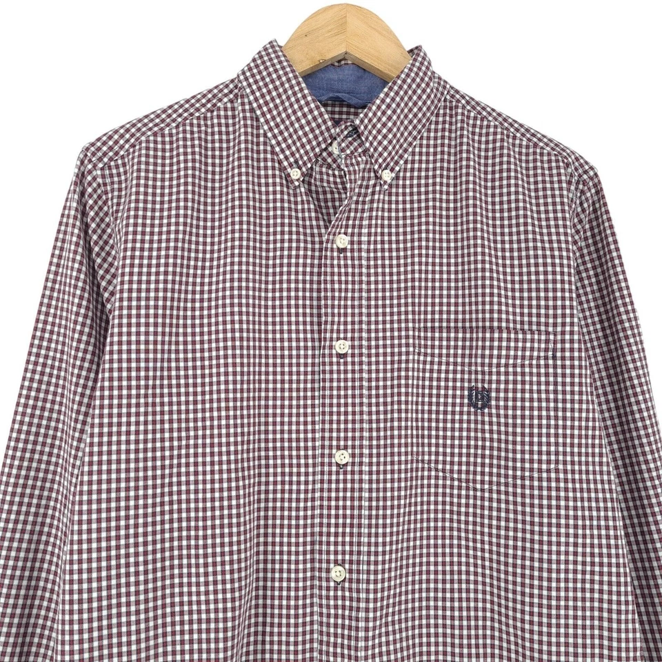 Vintage Chaps Men Shirt Red Check Cotton Xc0 Size M - Image 2 of 4