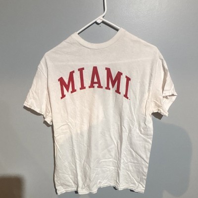 Miami College NCAA White T-Shirt Red Lettering Athletic Team Apparel Shirt