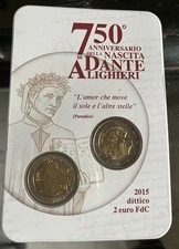COINCARD DIPTYCH 2 EURO ITALY 2015 DANTE ALIGHIERI UNC