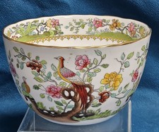 Antique Copeland Spode Peacock Pattern Hand Painted Slop Bowl - Waring & Gillow