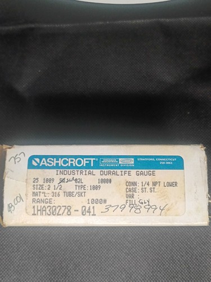 #ad Ashcroft Duralife Pressure Gauge 25 1009 SWL 02L 160# 2.5quot; $17.21