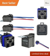 4-pin 40/30AMP 12V DC Waterproof Relay with Heavy Duty Wires, SPST Automotive...